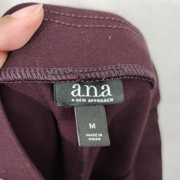 ANA Burgundy Red Leggings Women Size M Skinny Pull-on Stretch Knit Elastic Waist - Picture 4 of 6